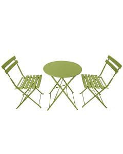 Set bistro' denver in metallo, tavolo + 2 sedie, colore verde lime