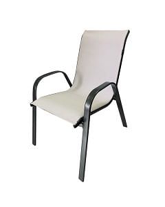 Sedia poltrona creta con braccioli struttura in metallo, seduta in textilene 54x68xh.93cm
